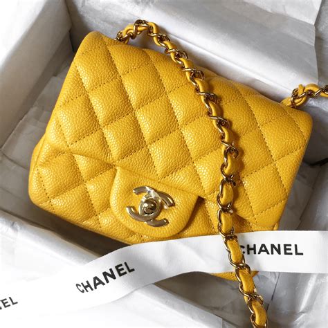 chanel mini square yellow